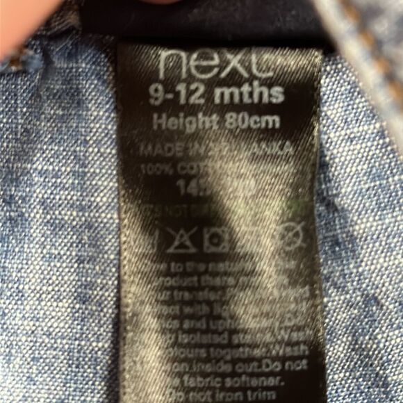 Next overalls size 9 to 12 months Blue Jean cotton unisex boho spring Easter - Picture 4 of 6